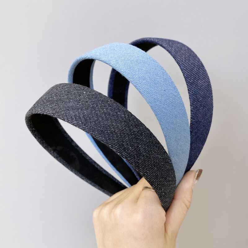 Vintage Denim Fabric Head Hoop Korean Wide Hairbands Hair Accessories Fashion