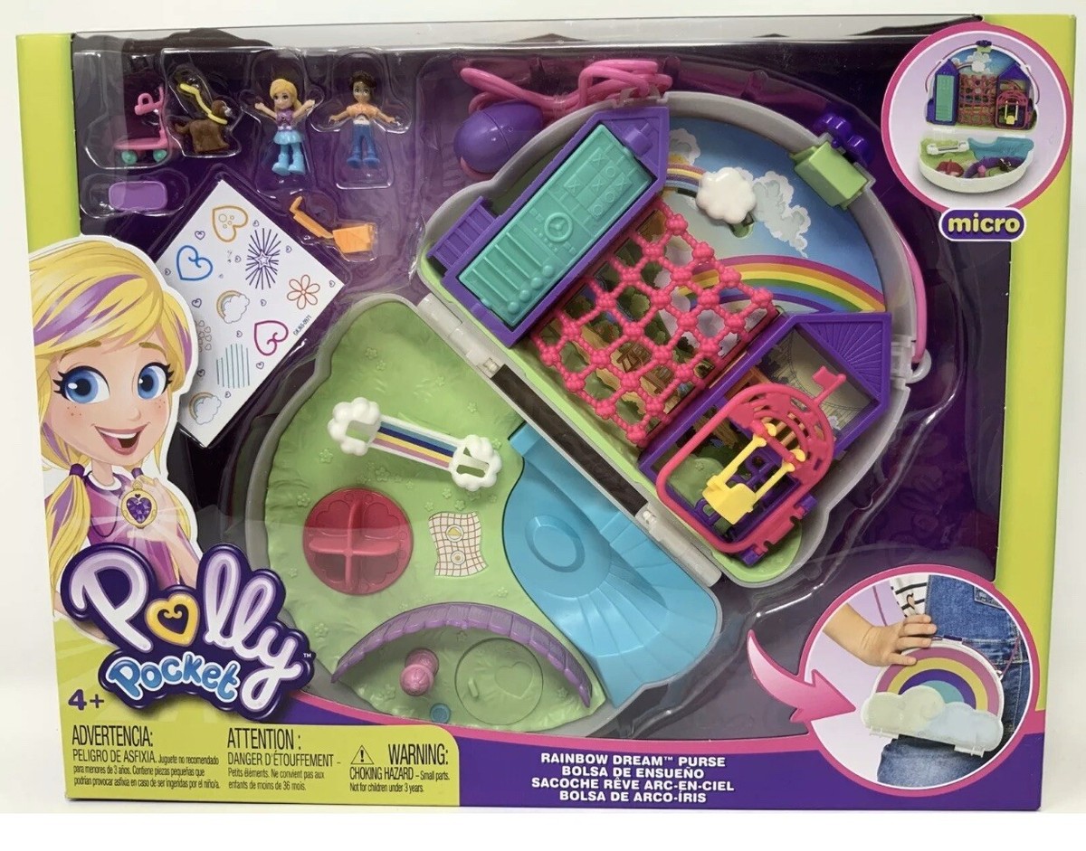 Polly Pocket Micro Rainbow Dream Purse Dolls Polly Stick Adorable Hard to  Find