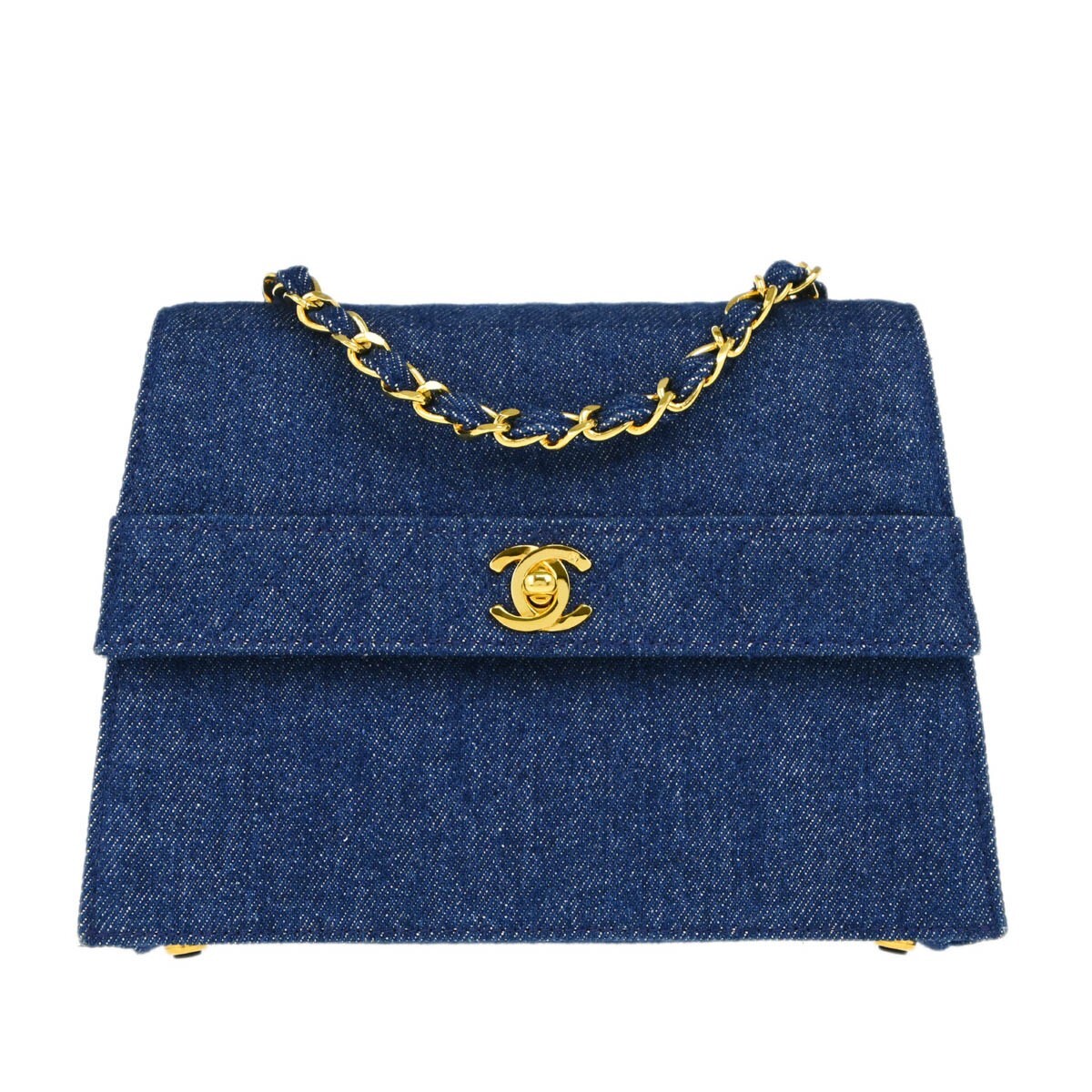 Chanel Blue Denim Straight Flap Shoulder Bag 144033