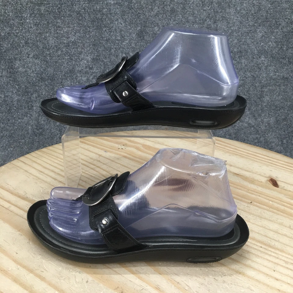 Sandalias Cole Haan para mujer 7 B chanclas cuña informales cuero negro sin cordones Foto 2 de 4