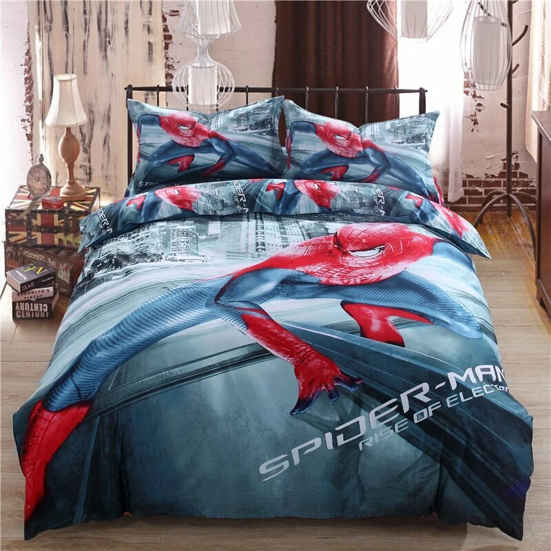 Juego de edredón ropa de cama para niños Spiderman Capitán América Twin Queen King 100 % algodón 3D Foto 2 de 4