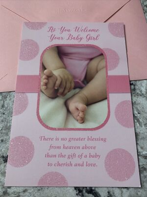 As You Welcome Your Baby Girl Blessings Newborn 5 x7  Hallmark Greeting Card