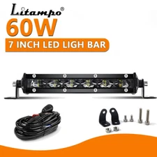7 inch LED Light Bar Spot Flood Combo Truck SUV ATV Offroad Driving + Wiring Kit