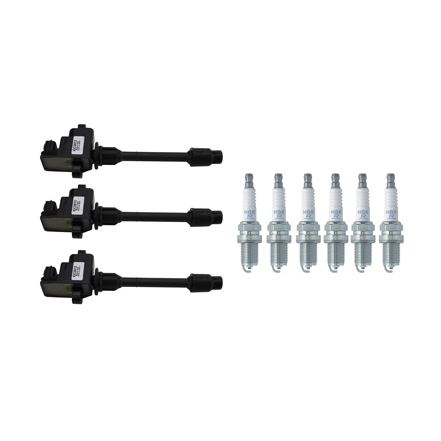 Hitachi 3 Ignition Coils  6 NGK Spark Plugs Standard Kit For Nissan Maxima