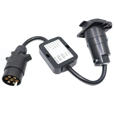 Trailer Light Converter for European Round 7-Pin Plug to USA 7-Way Blade Adapter - Bild 1 von 4