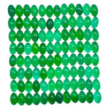 100 Pcs Natural Green Onyx 5x3mm Oval Cabochon Loose Untreated Gemstones Lot