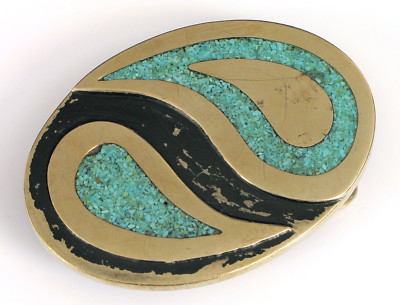 Southwestern Belt Buckles with crushed Turquoise Western Southwestern Native American Style Turquoise and  main image 2