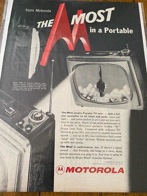 Vintage 1959 Motorola Most Reliable Portable TV Ever ad
