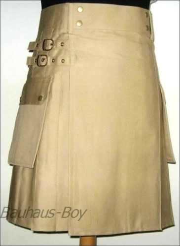 UTILITY KILT KHAKI COTTON BRIGHTON ALTERNATIVE CANVAS ALL SIZES MODERN KILTS NEW - Picture 3 of 3
