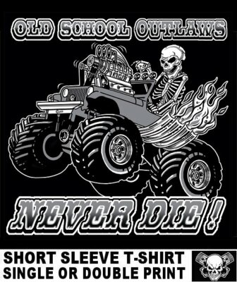 OFF ROAD MONSTER TRUCK 4X4 OLD SCHOOL MUSCLE HOT ROD OUTLAW SKULL T-SHIRT OM31