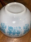 Vtg PYREX Turquoise White Amish Butterprint Cinderella Mixing Bowl 443 2   1/2