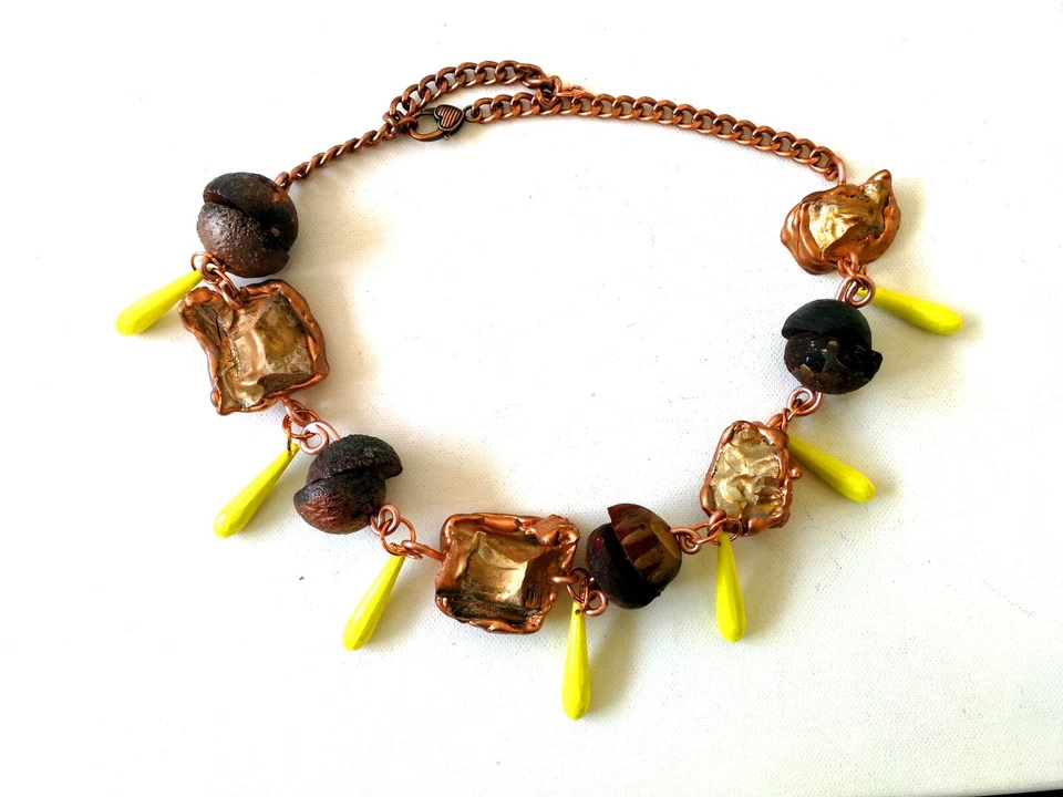 Joyería Mujer Collar Diseñador Collar Piedra Madera Natural Lujo Brutalista Cadena Foto 4 de 4