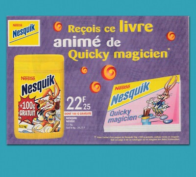 1999 Nestlé Nesquik, 1/2 Page Advertising Quicky Magician Animated Book, 1kg Pack