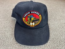 John Deere H Series Dozers Hat K Products Snapback Cap Black Yellow USA VTG