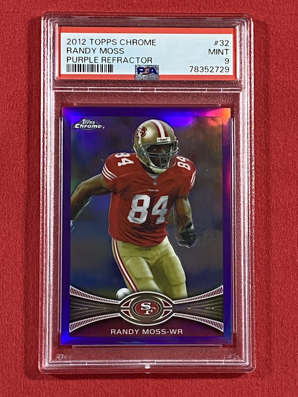 RANDY MOSS 2012 Topps Chrome #32 PURPLE REFRACTOR #337/499 PSA 9 HOF 49ers WR