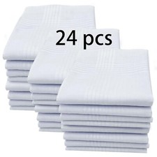 24PCS Handkerchiefs for men 100 Soft Cotton White Hankie handkerchief bulk
