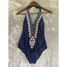 Kona Sol Womens Swimsuit One Piece Navy with Lace size XS NWT Medium Coverage