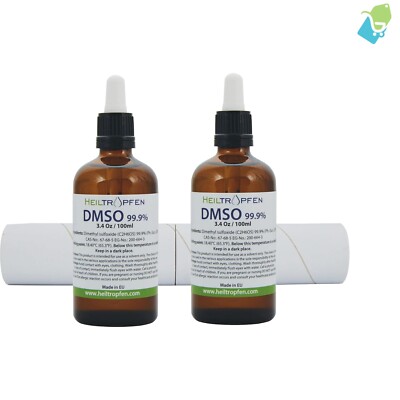 DMSO 99.9% Pharmaceutical Grade in Two 100ml Glass Bottles - Colorless Liquid