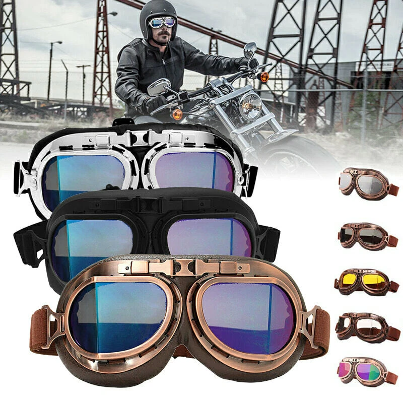 Motorcycle Scooter Moped Skiing Vintage Aviator Pilot Cruiser Helmet Goggles  ATV | eBay