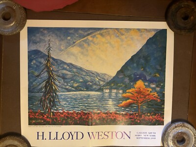 Poster H. LLOYD WESTON . Jamaican-American NYC Artist Sunrise On LAKE LUGANO