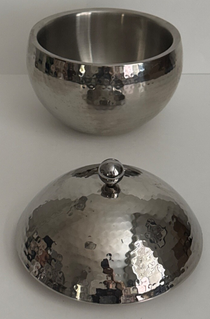 Roland Style Impulse! Hammered Round Stainless Steel Lidded Ice Bucket 7.5"