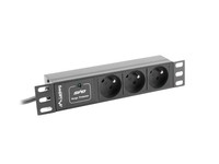 Lanberg PDU-03E-0200-BK 1U Horizontal Black 3 Outlet s AC Type E Activity 2m