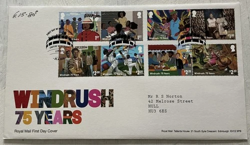 GB KCIII 2023 Windrush 75 Years Pairs Royal Mail FDC Empire Windrush Tilbury SHS