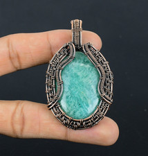 Amazonite Handmade Gemstone Copper Wire Wrapped Wonderful Pendant Jewelry