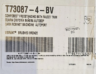 #ad KOHLER T73087 4 BV VIBRANT BRUSHED BRONZE FLOOR MOUNT BATH FILLER TRIM HANDSHOWE $3699.99