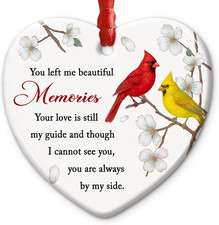 Cardinal Memorial Ornament Heart Shaped - Remembrance Gift for Loss of Loved One