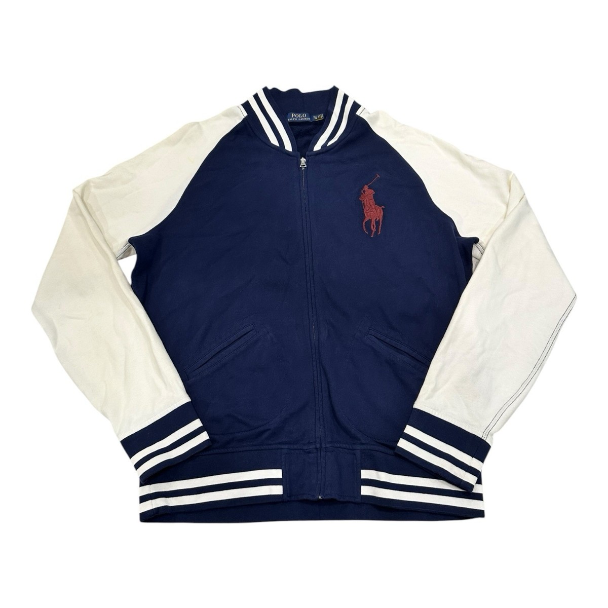 Polo Ralph Lauren Full Zip Track Jacket Mens XL Navy Red Big Pony