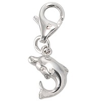 EinhäNger Charm Delfin 925 Sterling Silber Rhodiniert