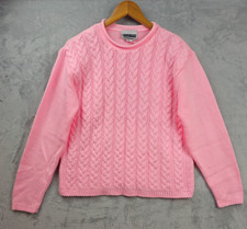 VTG Carly Blake Pullover Cable Knit Sweater Pink Large Petite USA Made Vintage