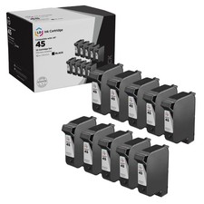 LD Reman Replacement for HP 45 / 51645A Pack of 10 Black Ink Cartridges