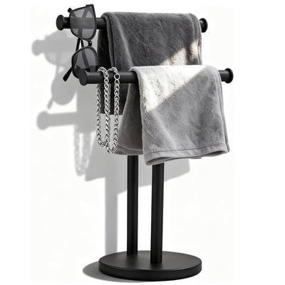 Hand Towel Holder, NEWRAIN Double Countertop Hand Towel Holder Stand, Stainle...