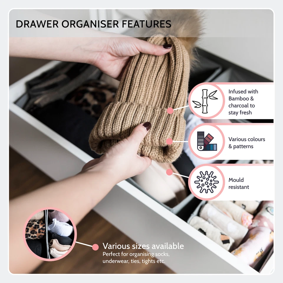 Periea Fern 12 Pcs Drawer Organiser Box Underwear Socks Tie Wardrobe Divider UK - Image 4 of 4