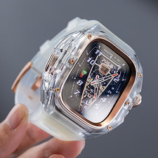 For Apple Watch Ultra 3/2/1 49mm Mod Kit Crystal Case Cover Silicone Strap Band