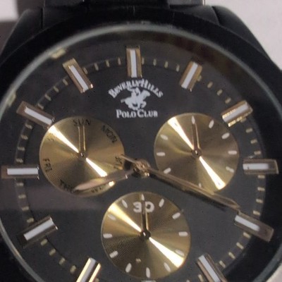 Beverly Hills Polo Club BHM161 Quartz Analog 30m 43mm Black/Gold Watch