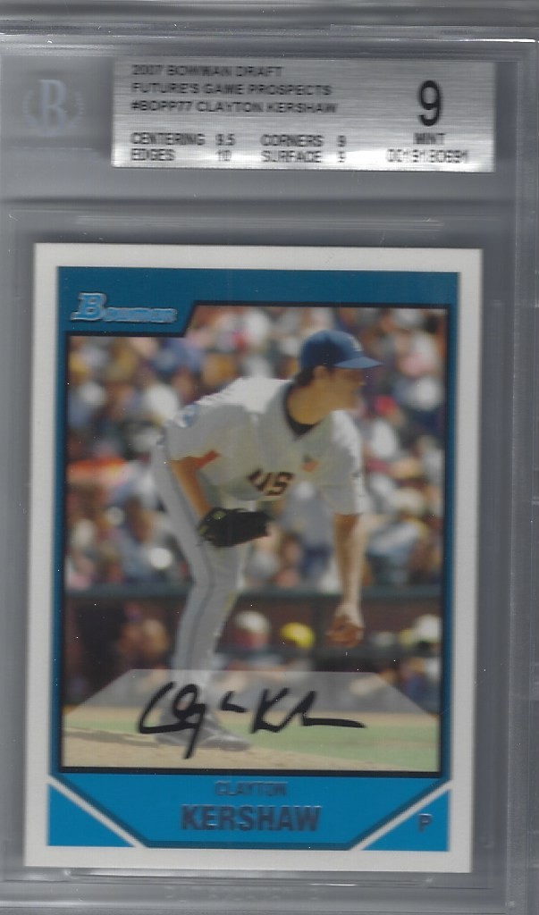 2007 BOWMAN DRAFT PICKS & PROS. #BDPP77 CLAYTON KERSHAW  RC BGS 9