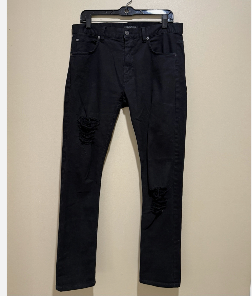 Helmut Lang Men's Black Denim Jeans Sz 31 Actual 34x31 Distressed