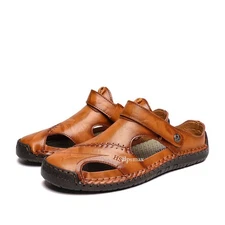 38-48 Mens Closed Round Toe Sandals Slingback Slippers Flats Beach Holiday Shoes