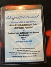 2026 Topps Chrome WWE Cody Rhodes Main Event Auto Gold Refractor /50 Redemption