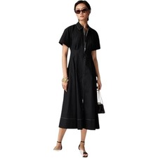 J Crew Zip-up shirt-dress in cotton poplin Size 8 Black