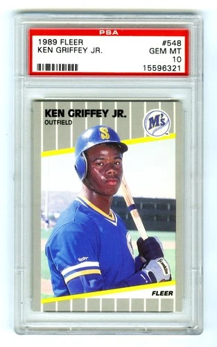 KEN GRIFFEY JR.~1989 FLEER PSA-10 GEM-MT BASEBALL ROOKIE RC CARD #548 (NEW CASE)