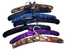 Vintage Satin Fabric Padded Lingerie Clothes Hangers Ribbon Unbranded Set of 7