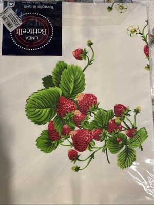 Linea Botticelli Tablecloth Strawberries 100% Cotton Italy 150x180cm NEW