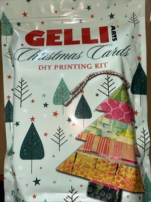 Christmas Card Kit - Printing Kit with 5 X 5 Gel Printing Plate, DIY Postcards a