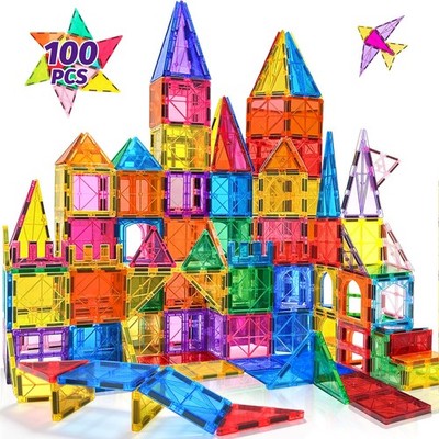 Magnetic Tiles Blocks 100PCS STEM Learning Educational Toys Kids NVHH 3-5 4-8