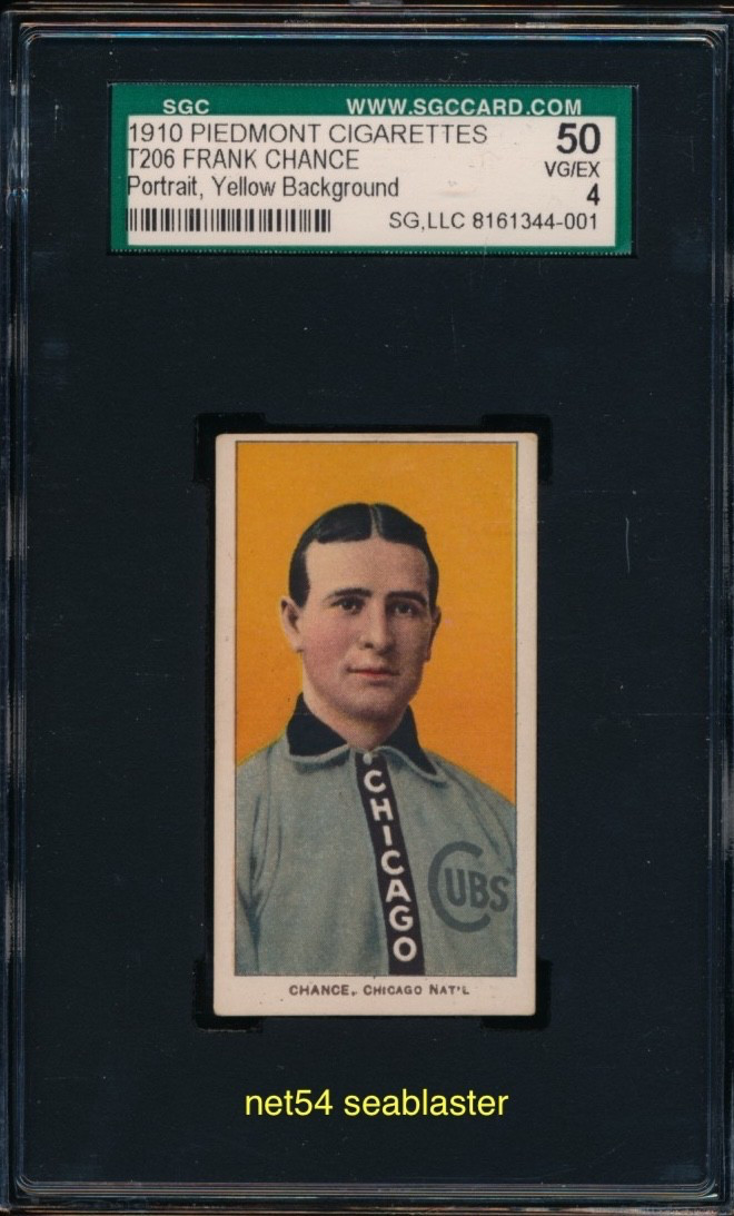 1910 T206 PIEDMONT Frank Chance "yellow portrait" SGC 4 HOFer Chicago Cubs