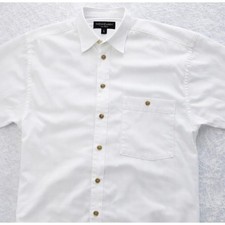 Yves Saint Laurent Mens White Short Sleeve Button Up Shirt Size L